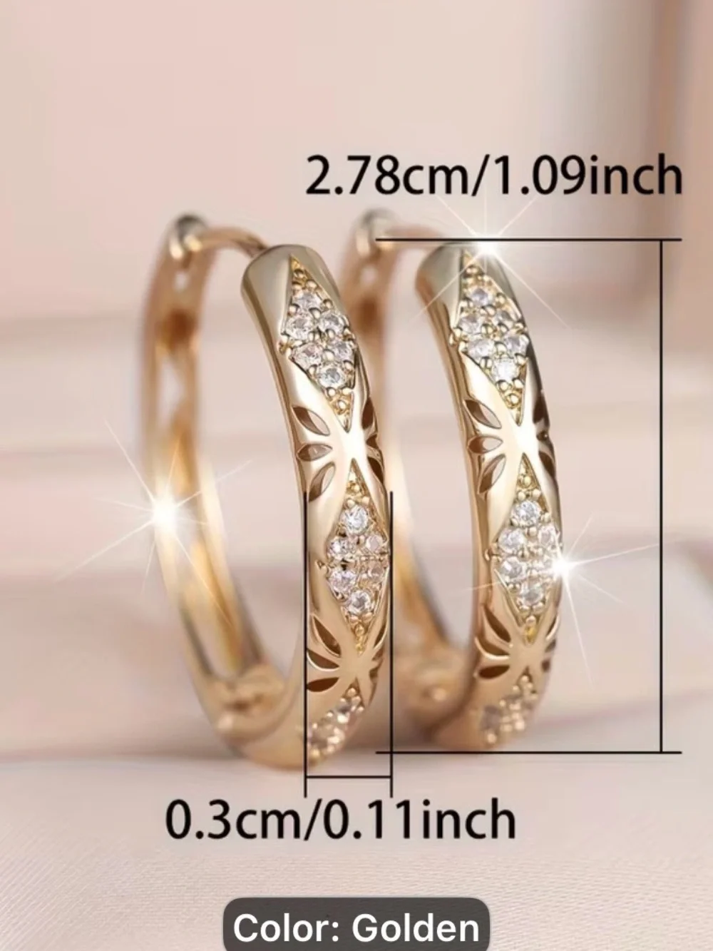 Vintage synthetic micro pave colored Golden Hoop Earrings with Crystal Accents